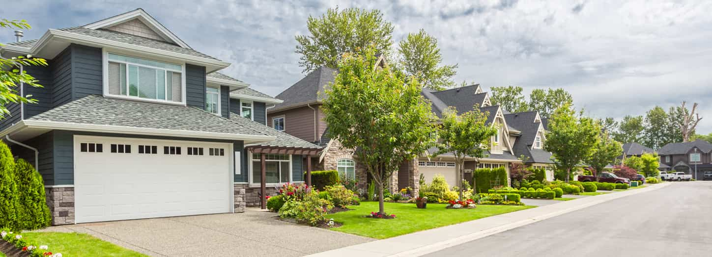 Beautiful suburban street. Nice lawns.